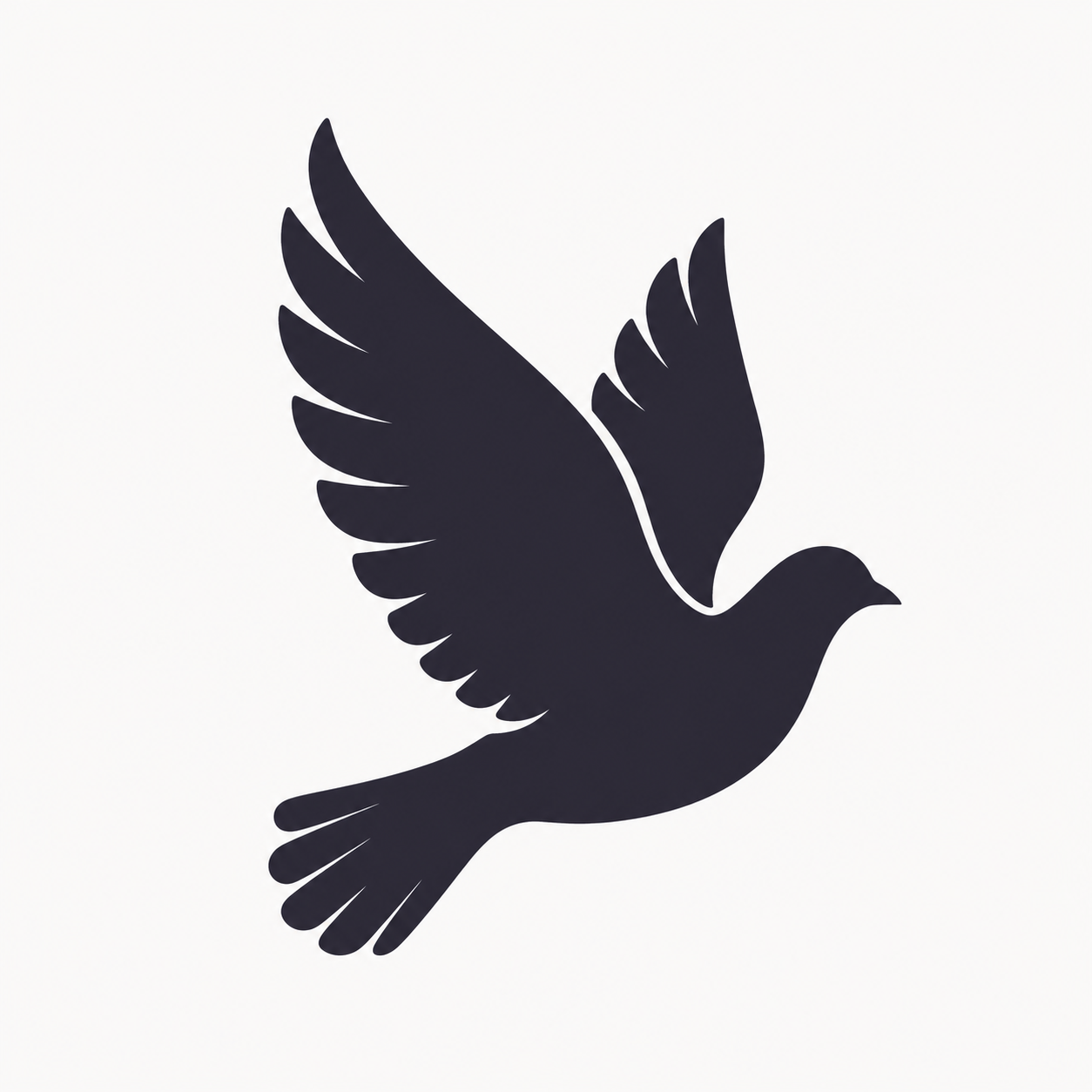 Recreated study: a dove in side profile with raised wings