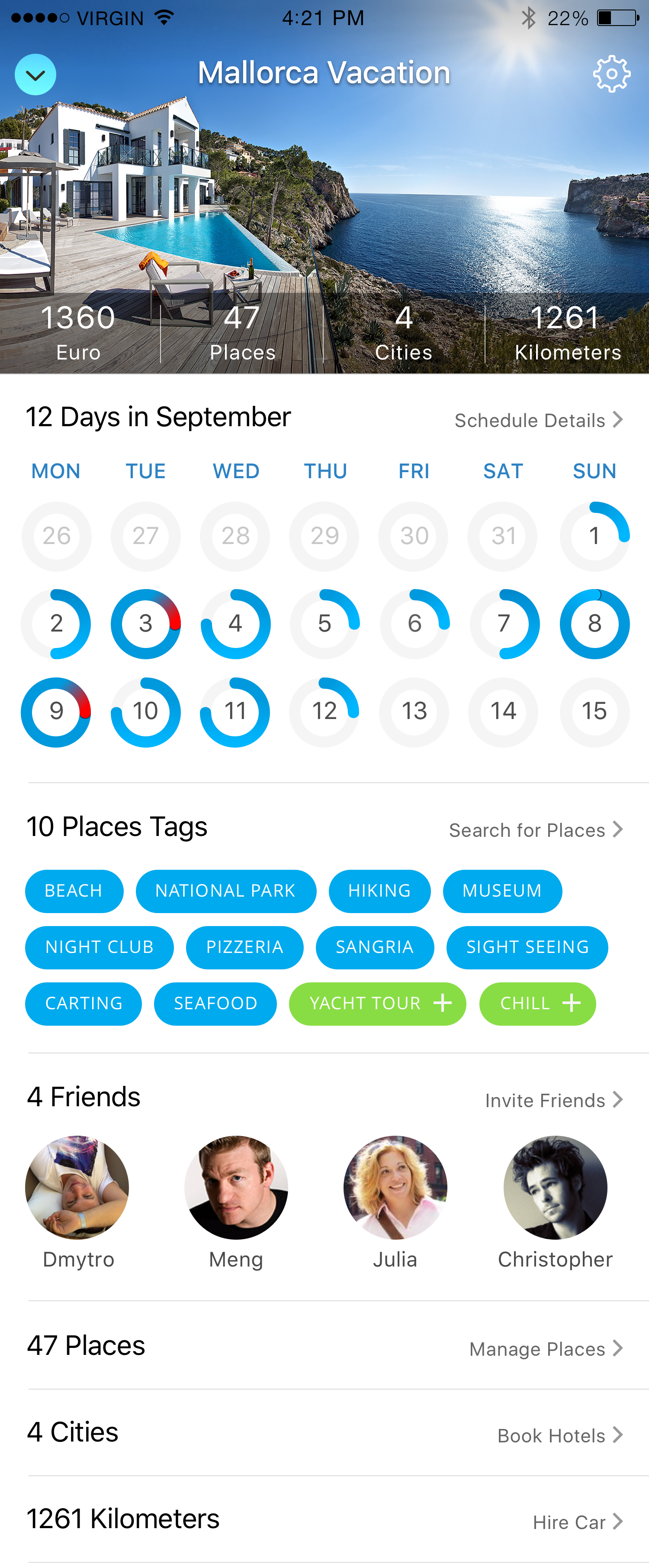 Tripomatic redesign: trip canvas with stat bar and ring calendar
